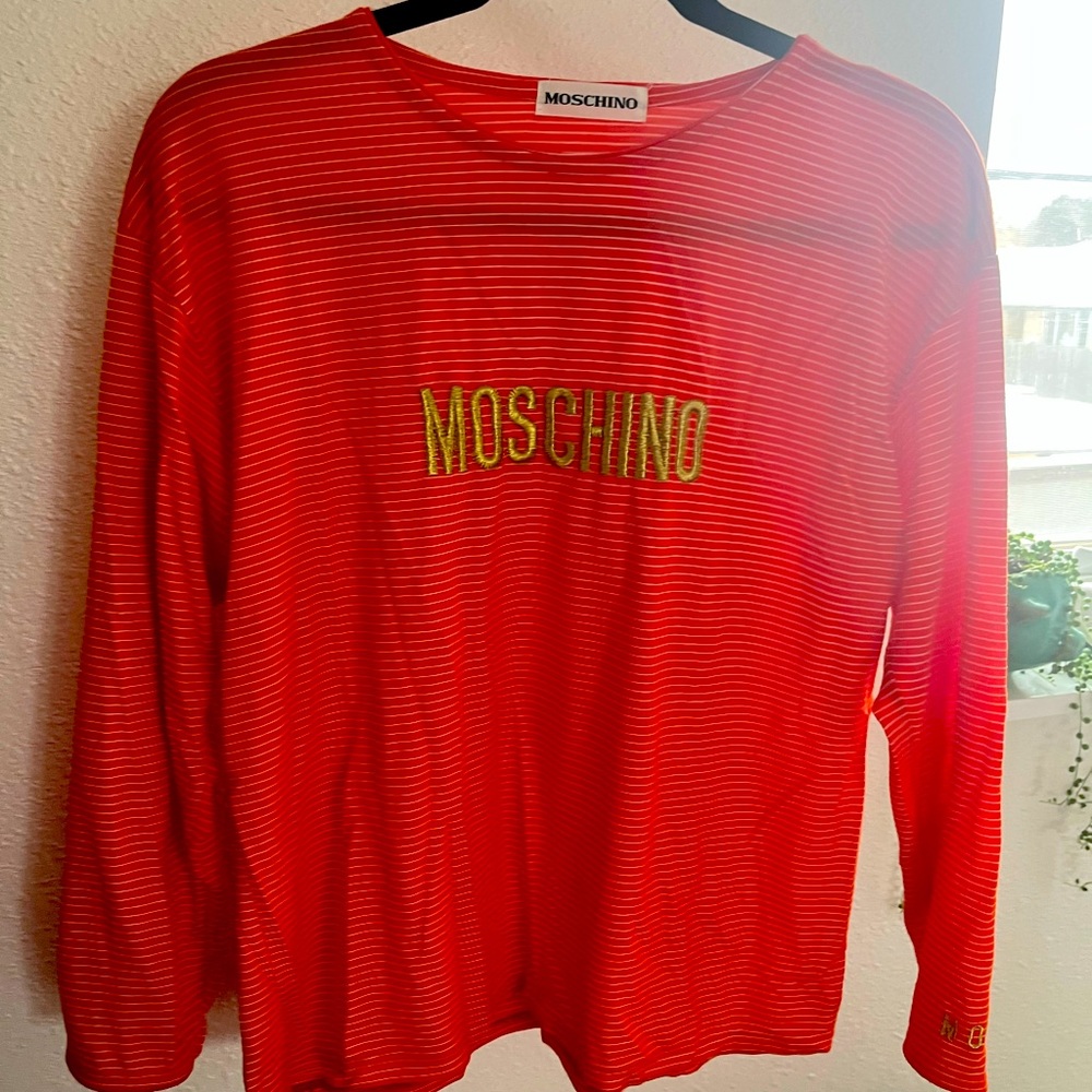 Moschino Orange & White Long Sleeve Tee shirt - O/S - great condition